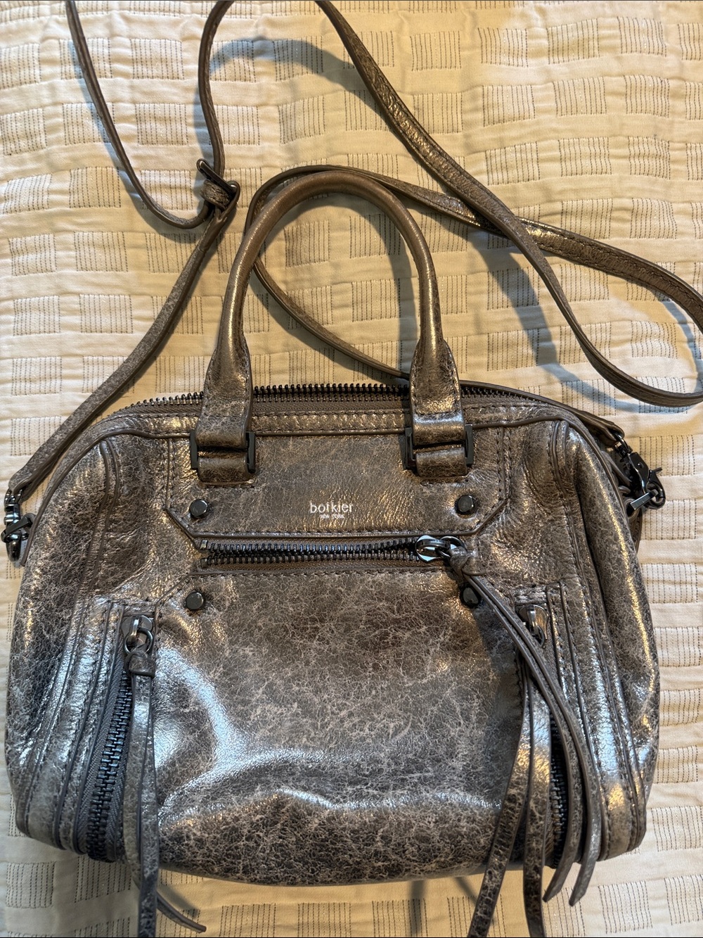 Botkier Metallic Pewter Small Satchel with bag!